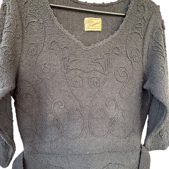 VTG Snyderknit California Black Hand Loomed Wiggle Sheath V-Neck Dress Small - Picture 5 of 12